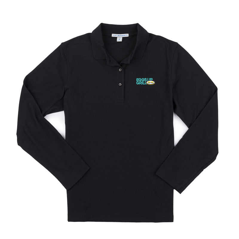 Women's Long Sleeve Polo - Black