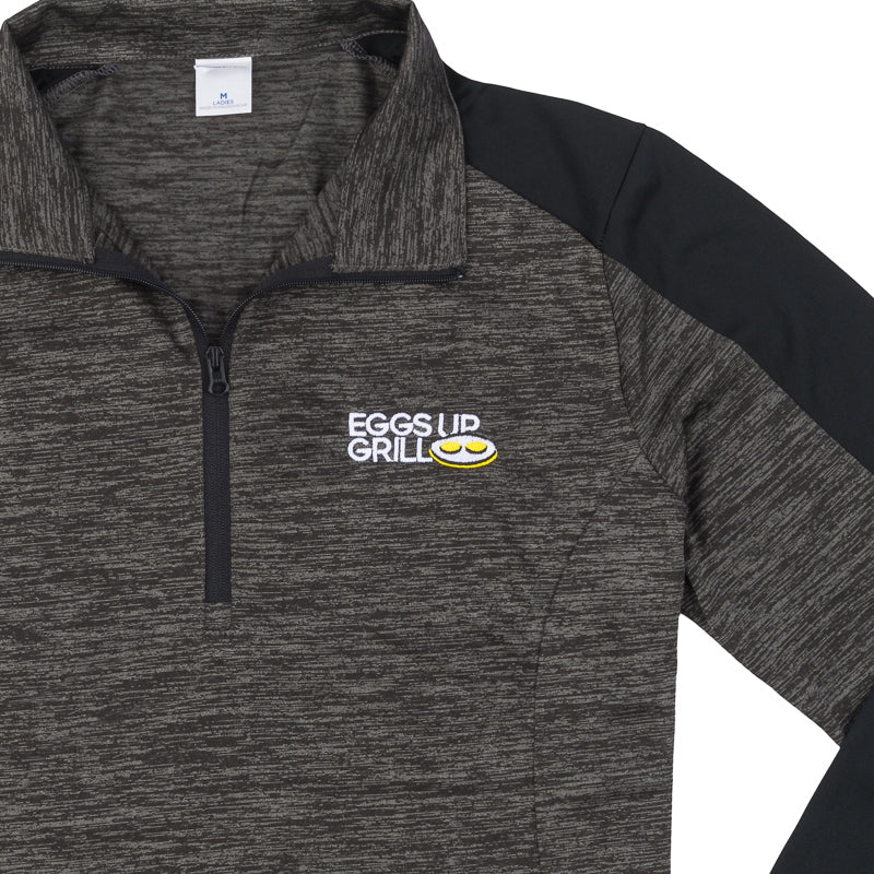 Women's 1/4 Zip Electric Pullover - Grey / Black